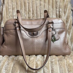 Coach Metallic Tan Leather Satchel